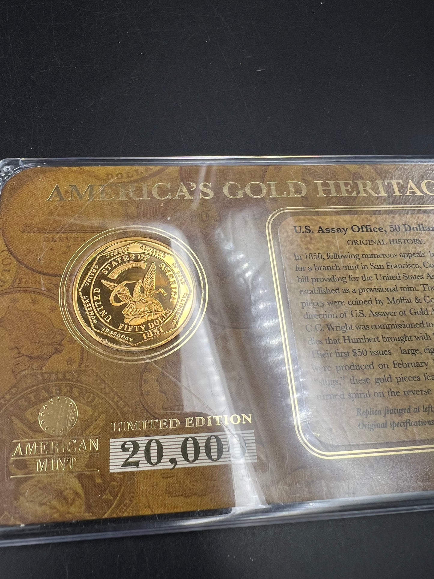 Fantasy Tribute Coin 1851 US Assay Office 50 Dollars Gold Tribute coin - No Precious metals