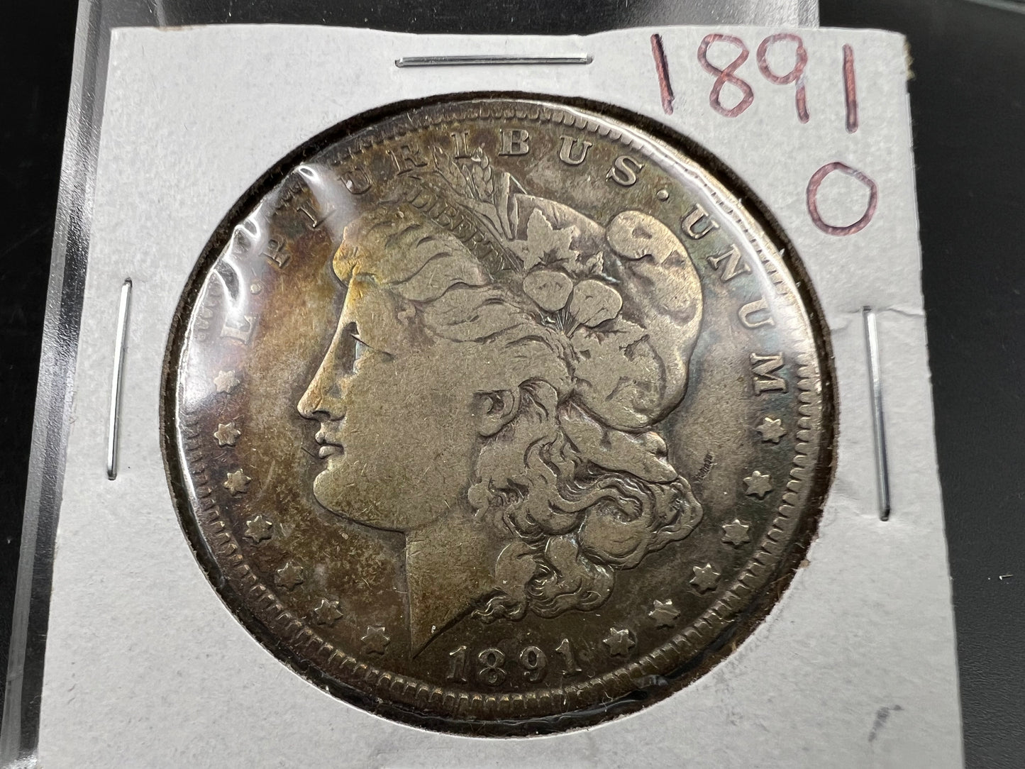 1891 O $1 Morgan Silver Dollar Coin VG / Fine Nice Toning Toner Obverse
