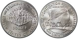 1987 P $1 U.S. Constitution Bicentennial Silver Dollar commemorative