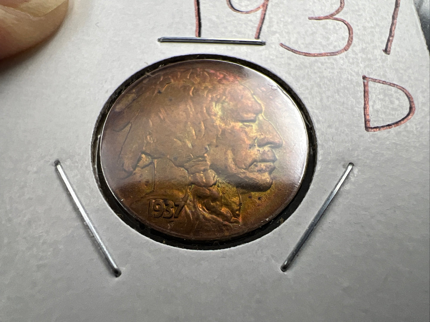 1936 D 5c Buffalo Indian head nickel coin XF / AU PQ Toning Toner