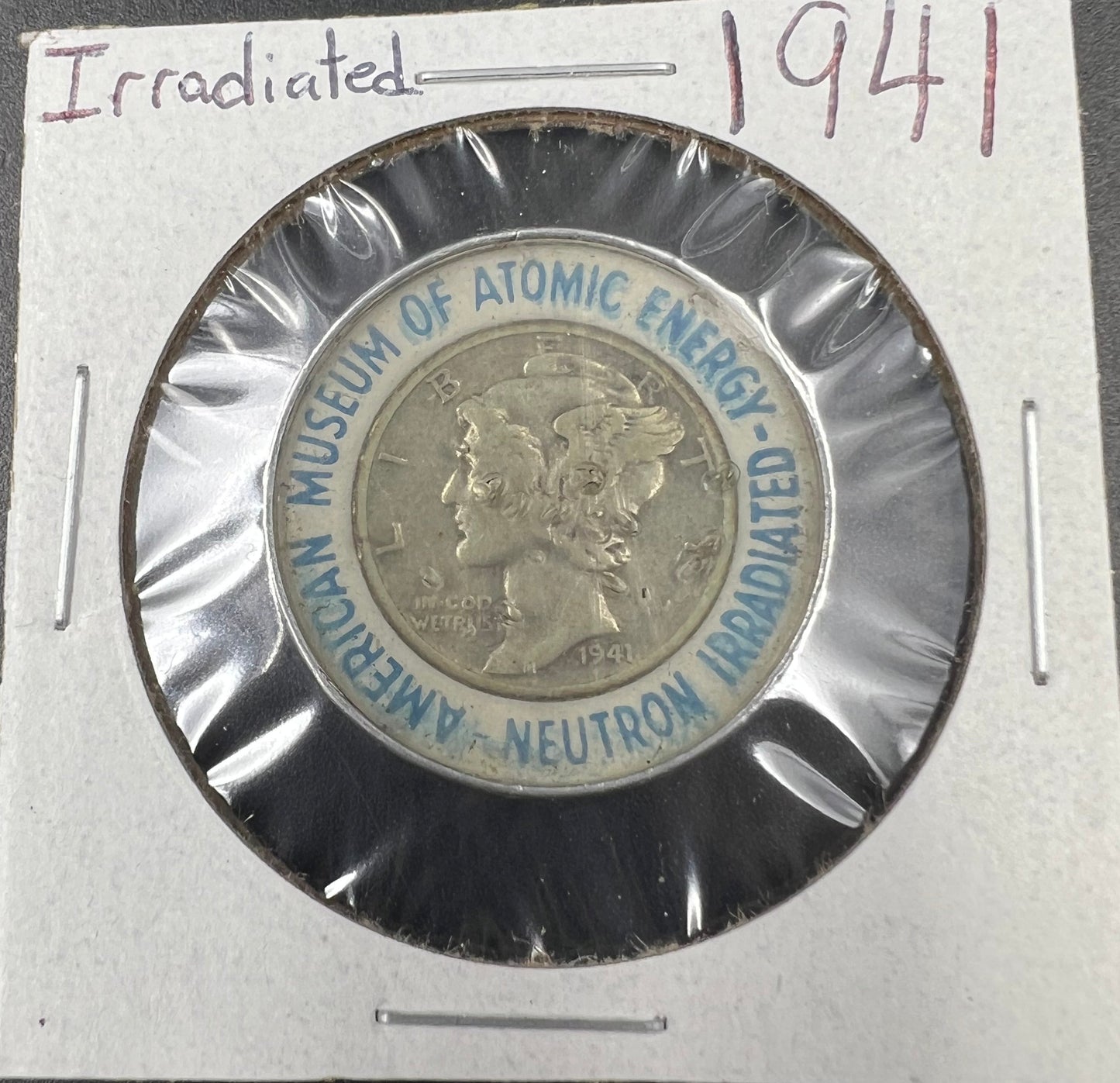 American Museum of Atomic Energy Irradiated 1941 P Mercury Silver Dime Coin Souvenir