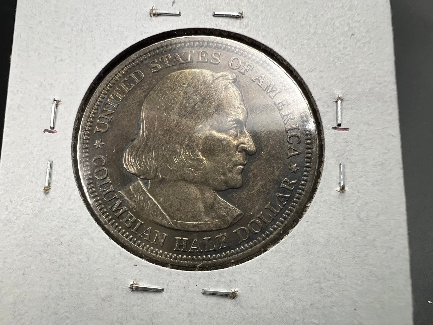 1892 50c Columbian Silver Half Dollar Coin Chicago World's Fair Commemorative Coin Neat Toning VF Very Fine Circ #b