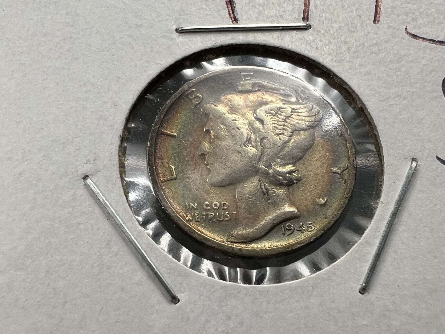 1945 S 10c Mercury Dime Coin XF / AU Neat Toning Toner #B