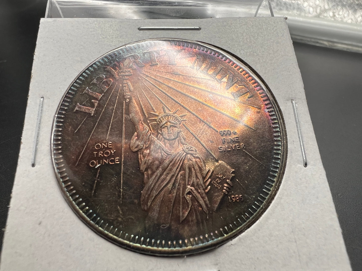 1986 Statue of Liberty 1 Oz Silver Art Round PQ Toning Toner Gem UNC