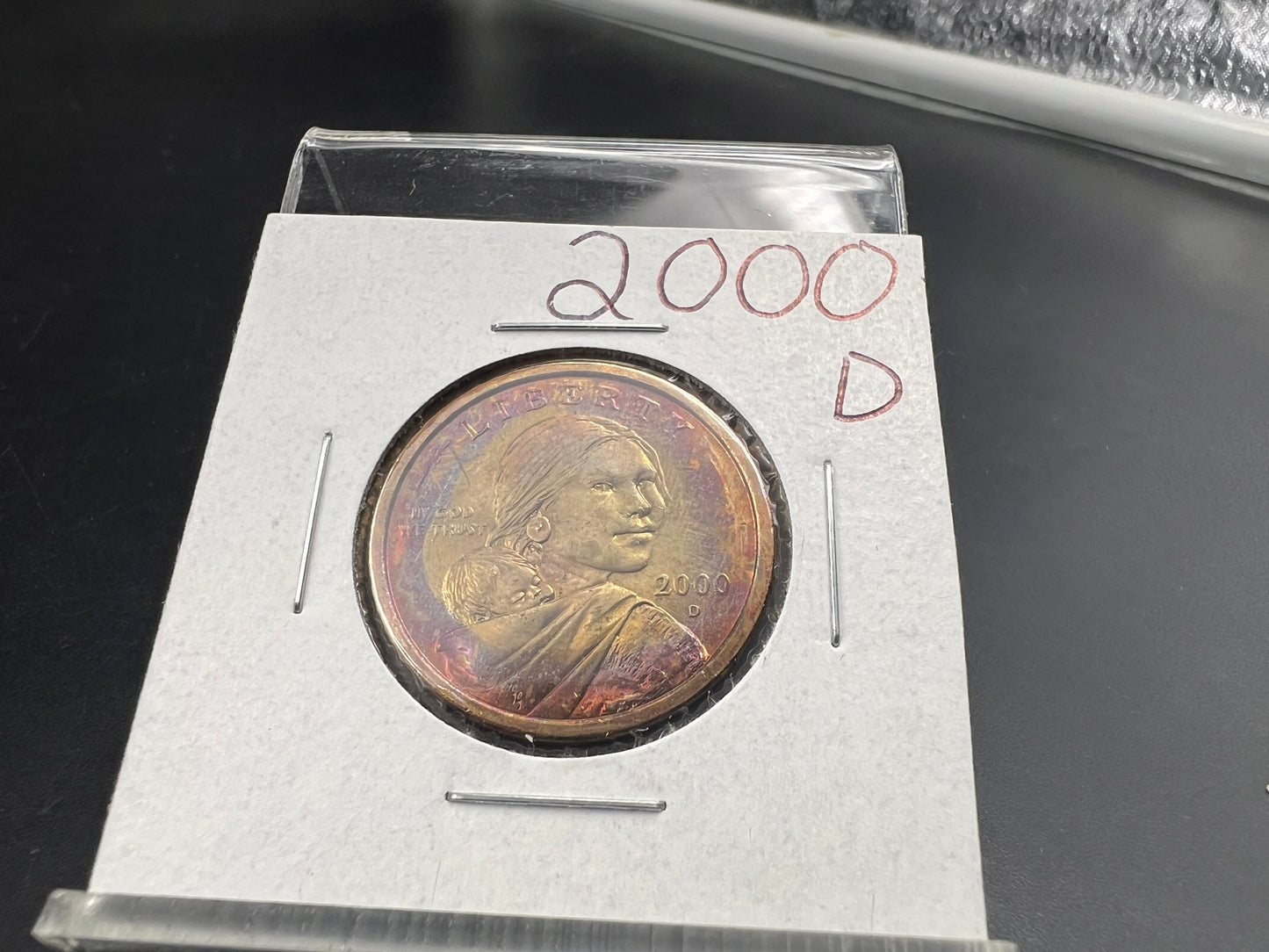 2000 D $1 Sacagawea Dollar Coin Gorgo PQ Purple toning obverse CH BU