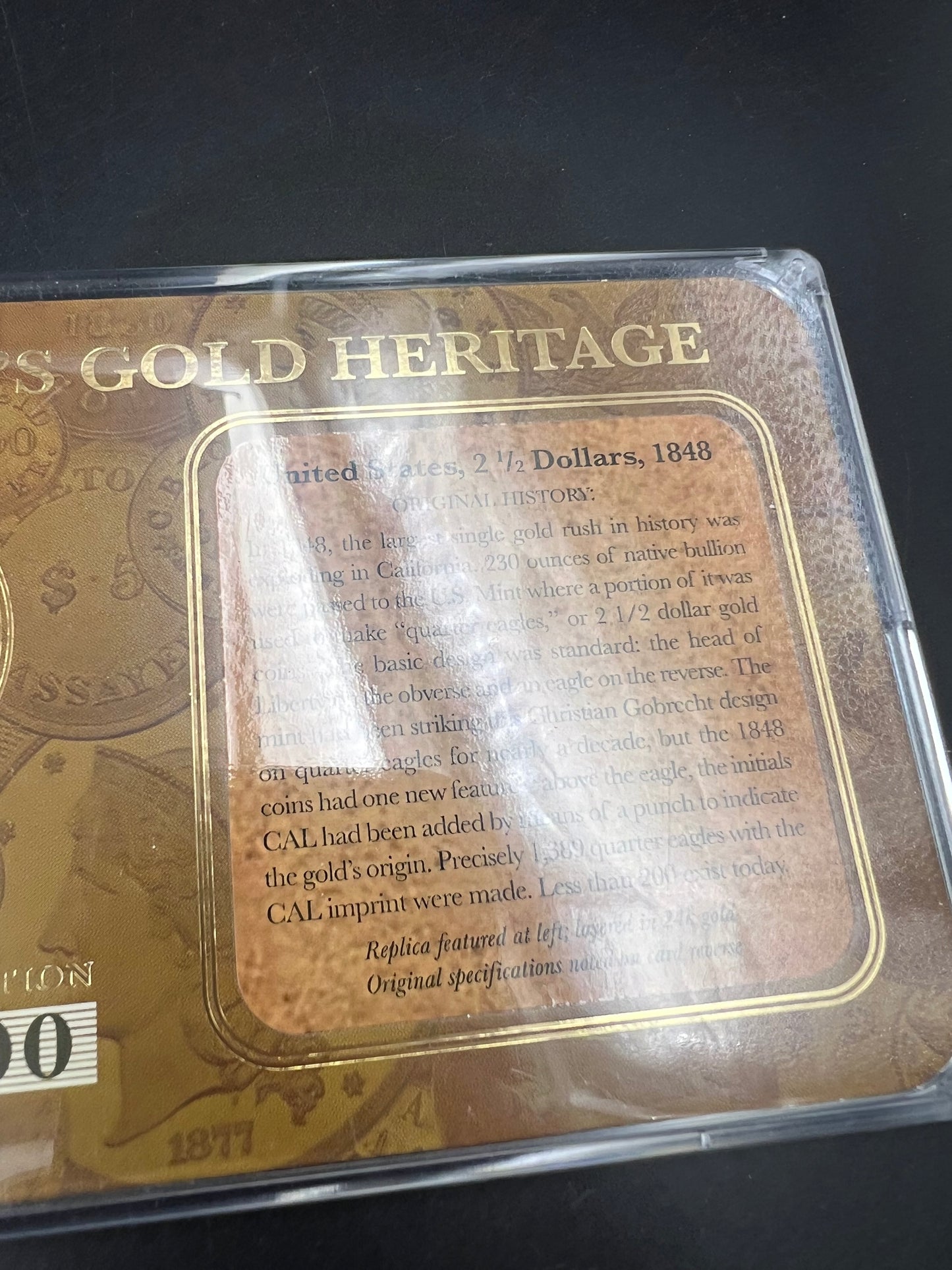 Fantasy Tribute Coin 1848 $2.5 Quarter Eagle Liberty Head - neat toning - no previous metals