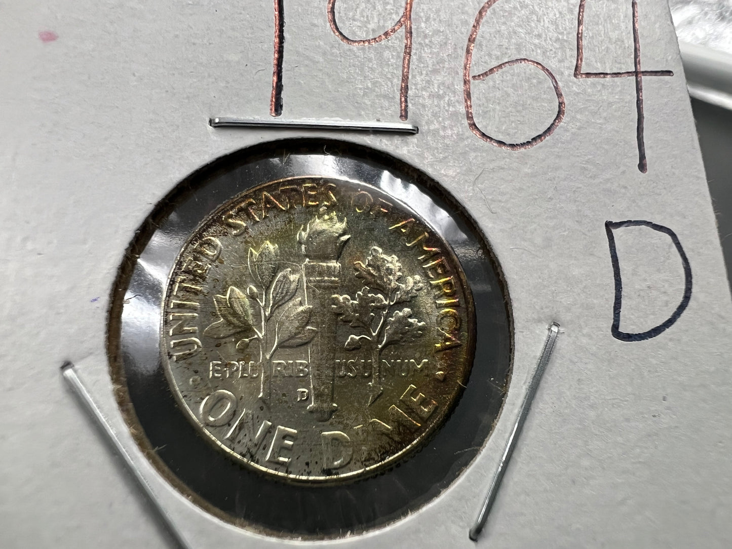 1964 D 10c Roosevelt Silver Dime Coin CH BU PQ Toning Toner #a