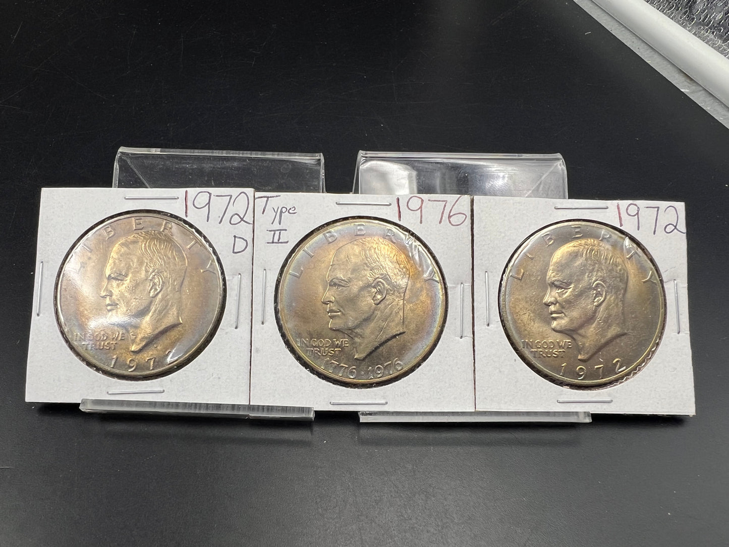 Toner Trio Ike Eisenhower Copper Nickel Dollars CH AU / BU 1972 P & D & 1976 Type 2 $1 Coins