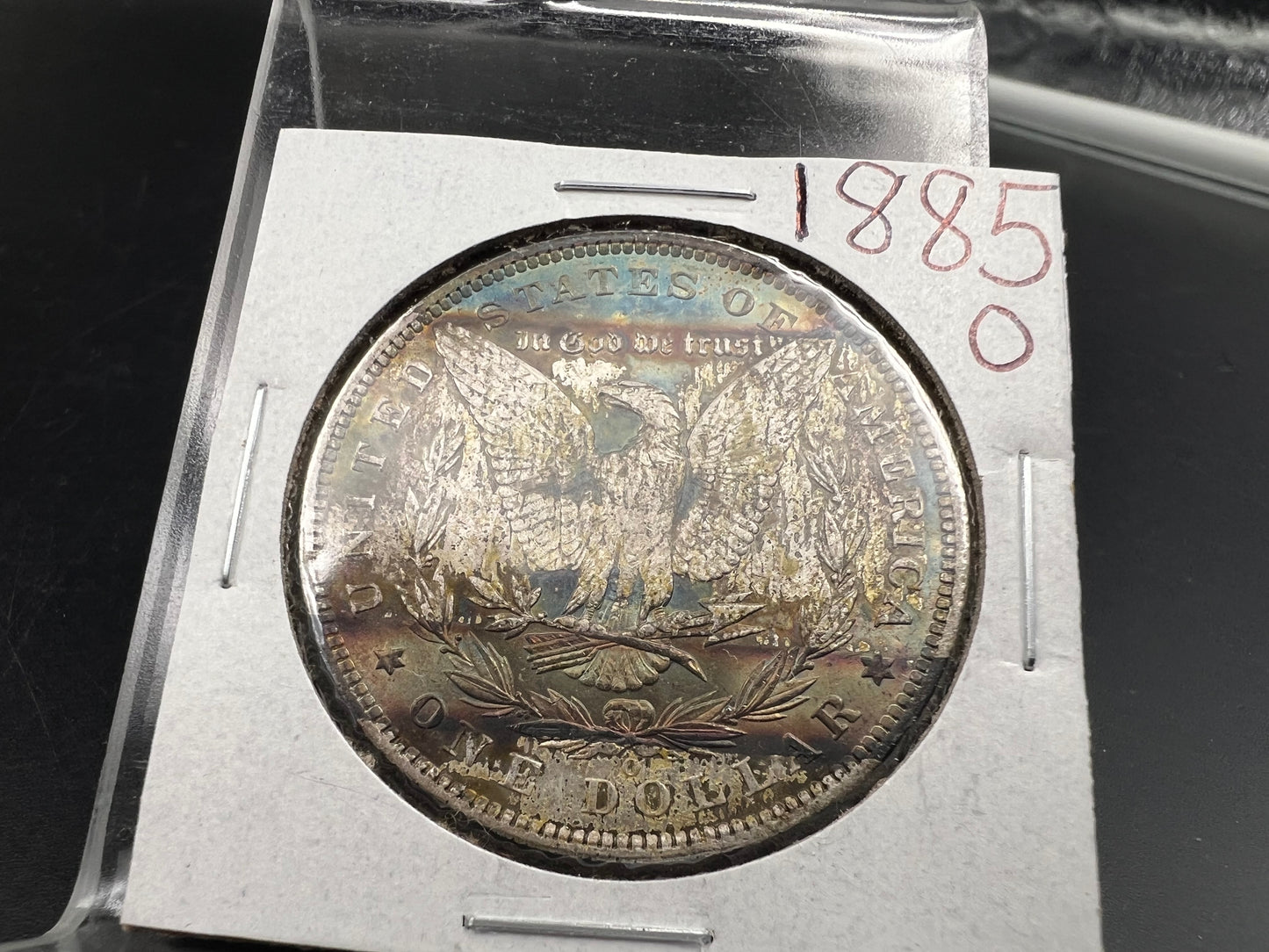1885 O $1 Morgan Silver Dollar Coin PQ Toning Toner XF EF