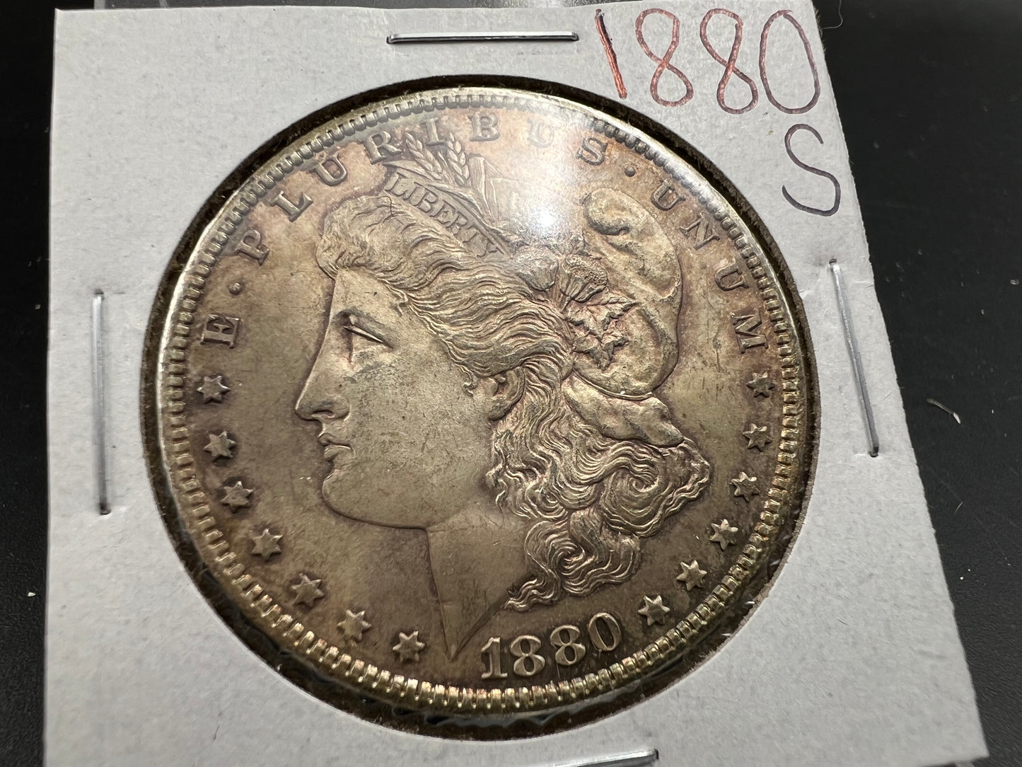 1880 S $1 Morgan Silver Dollar Coin BU UNC Nice Toning Toner