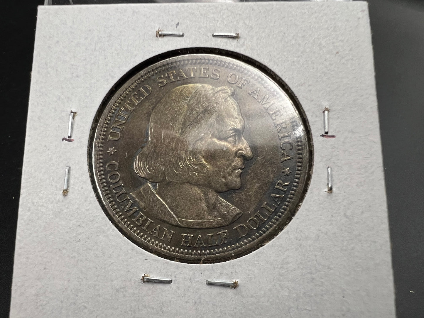 1892 50c Columbian Silver Half Dollar Coin Chicago World's Fair Commemorative Coin Neat Toning VF Very Fine Circ #b