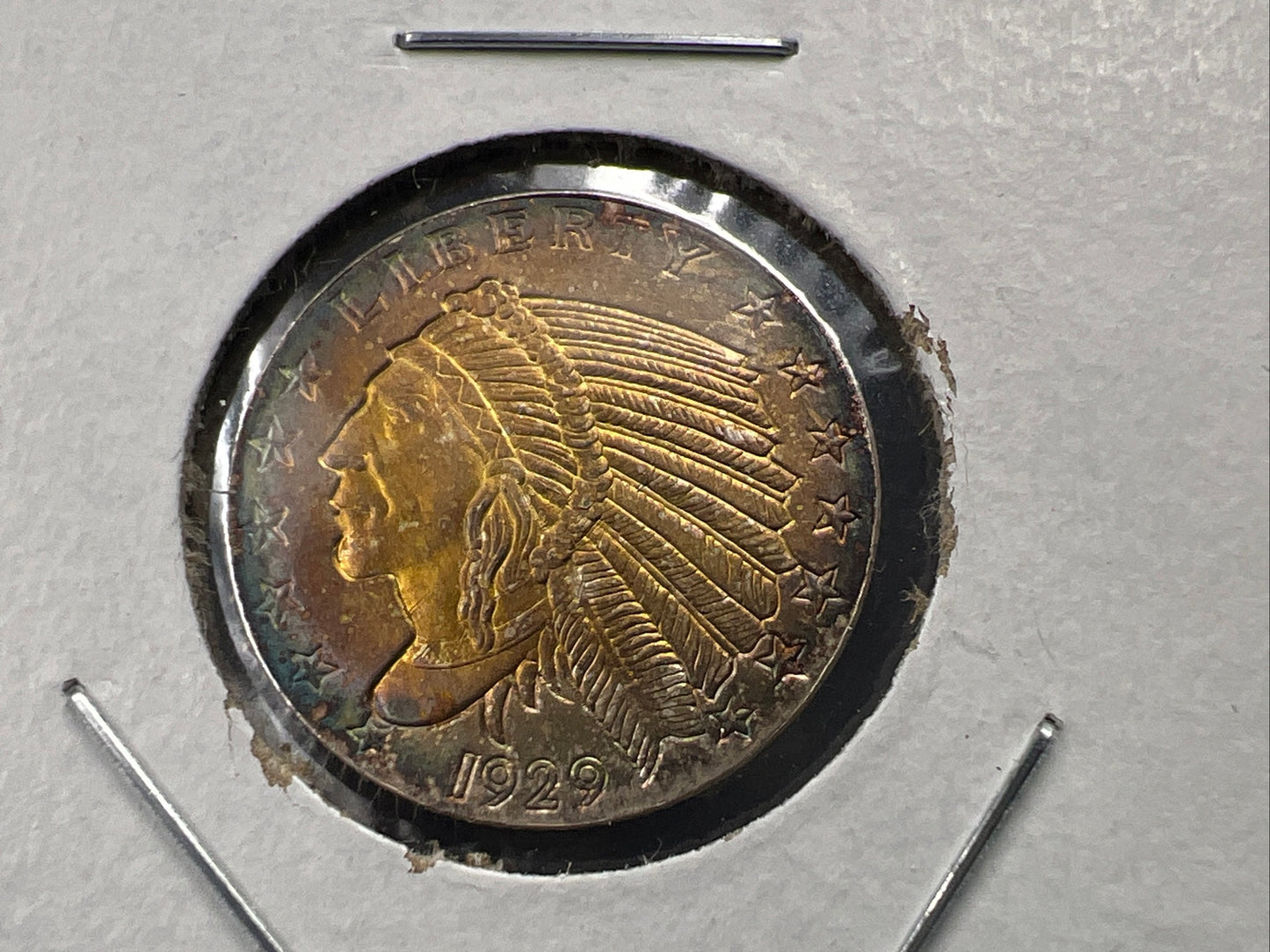 1/10 oz Silver American Recuse Indian / Eagle Tribute Round PQ Rainbow Toning Obverse