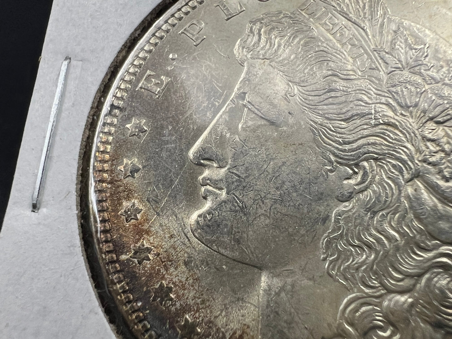 1921 P $1 Morgan Silver Dollar Coin Neat Toning Toner obverse CH BU