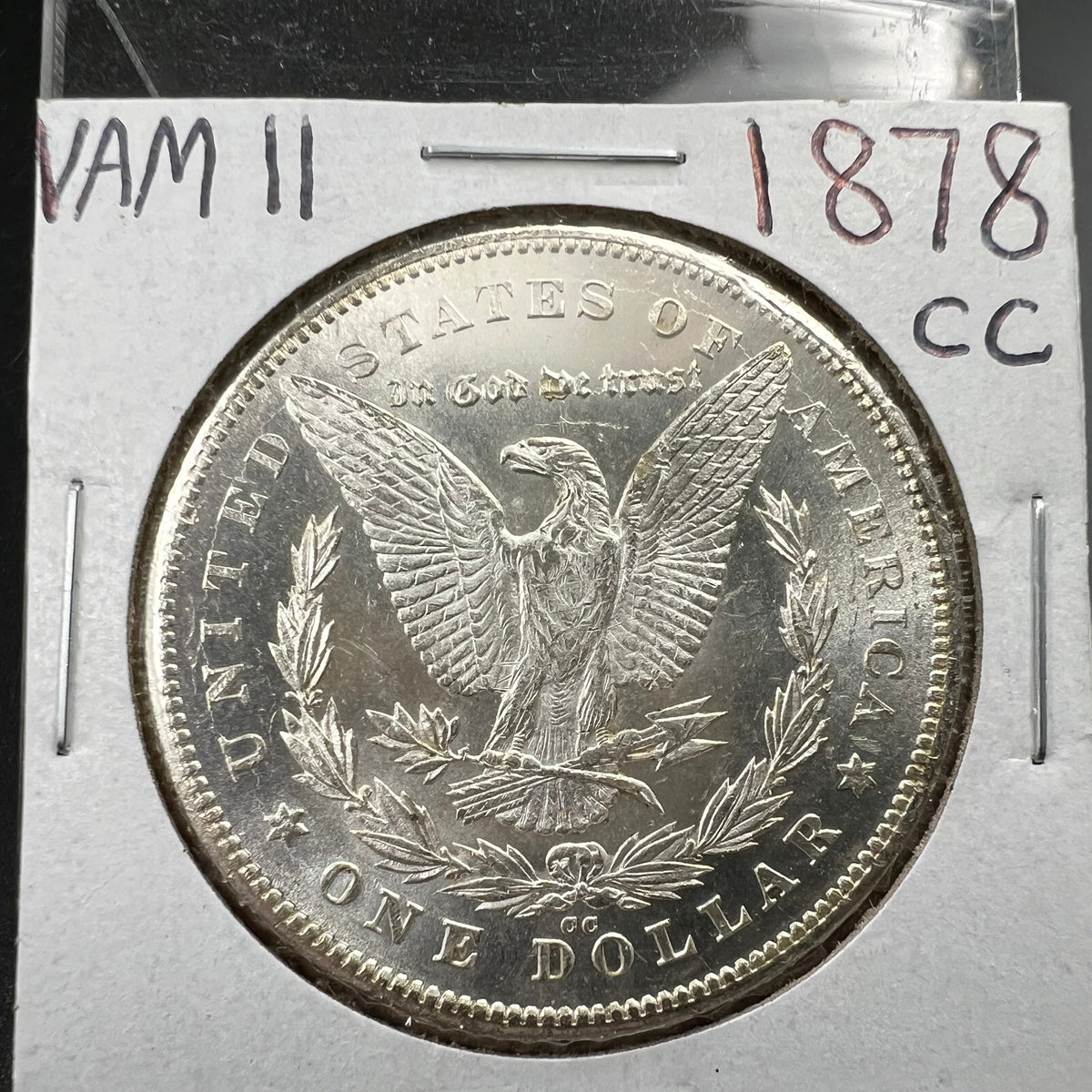 1878 CC Morgan VAM 11 BU Carson City Dollar Coin Lines in Wing Top 100 Vam Variety #A