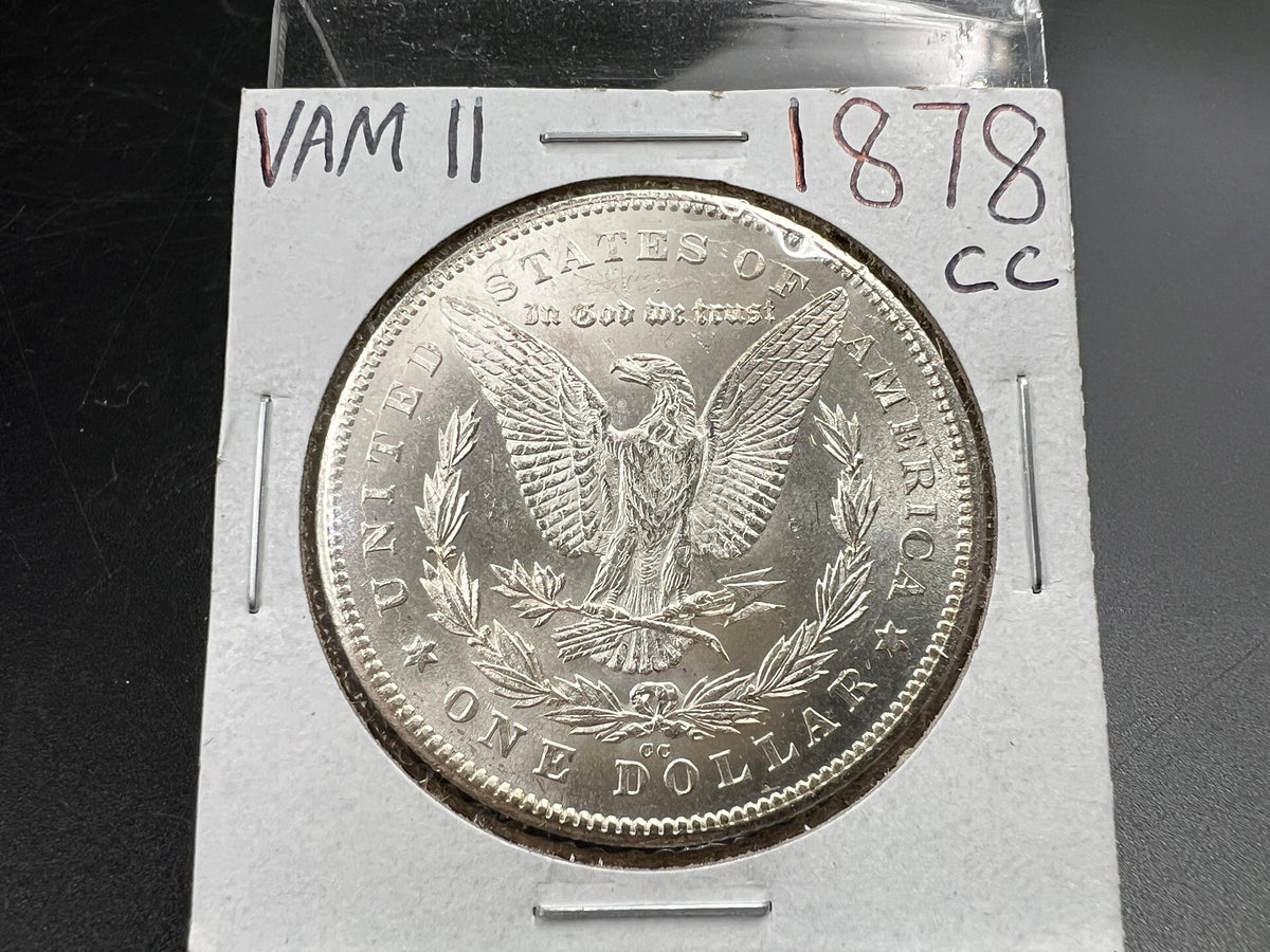 1878 CC Morgan VAM 11 BU Carson City Dollar Coin Lines in Wing Top 100 Vam Variety #B