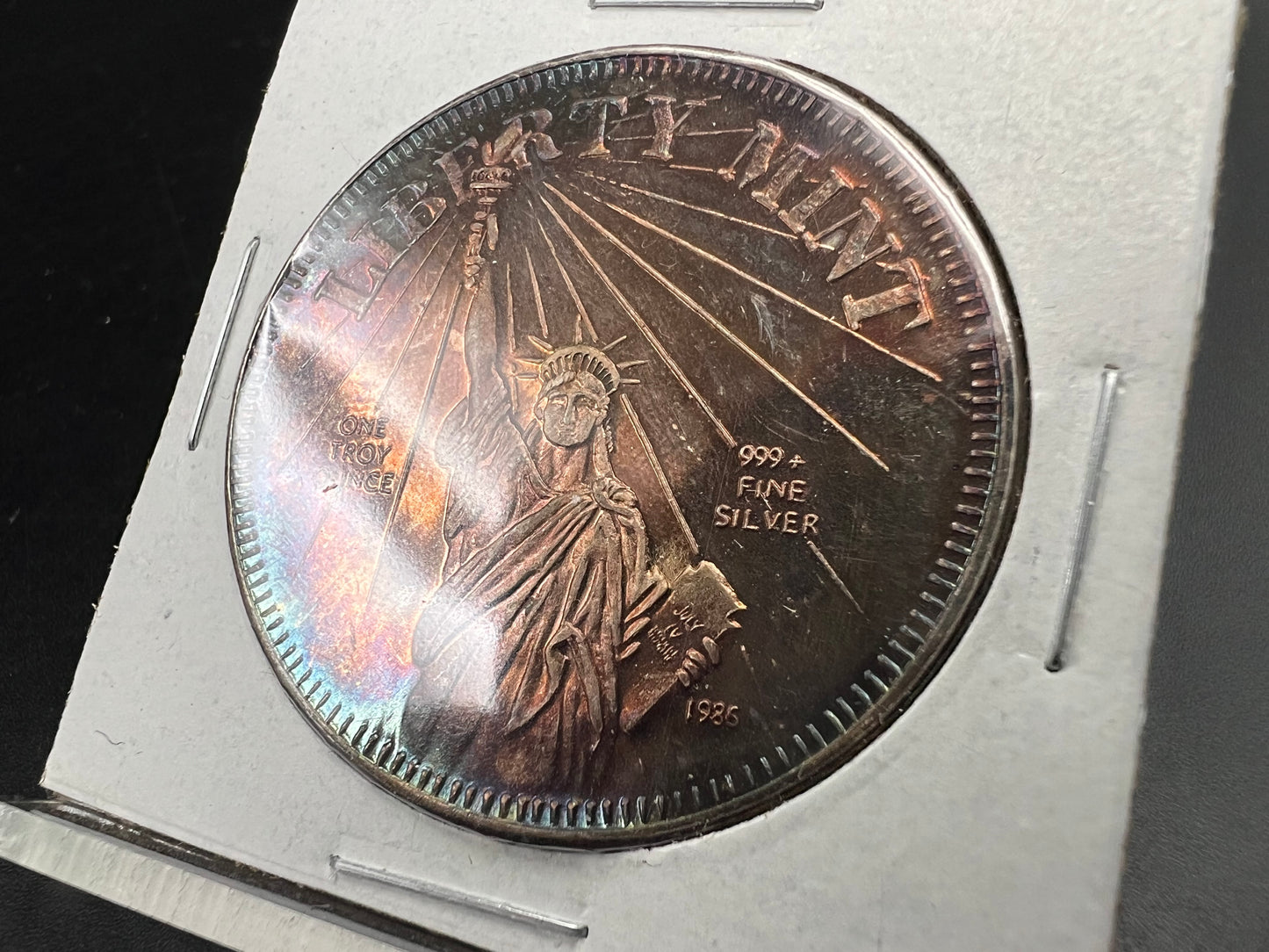 1986 Statue of Liberty 1 Oz Silver Art Round PQ Toning Toner Gem UNC