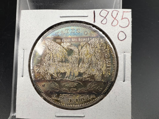 1885 O $1 Morgan Silver Dollar Coin PQ Toning Toner XF EF