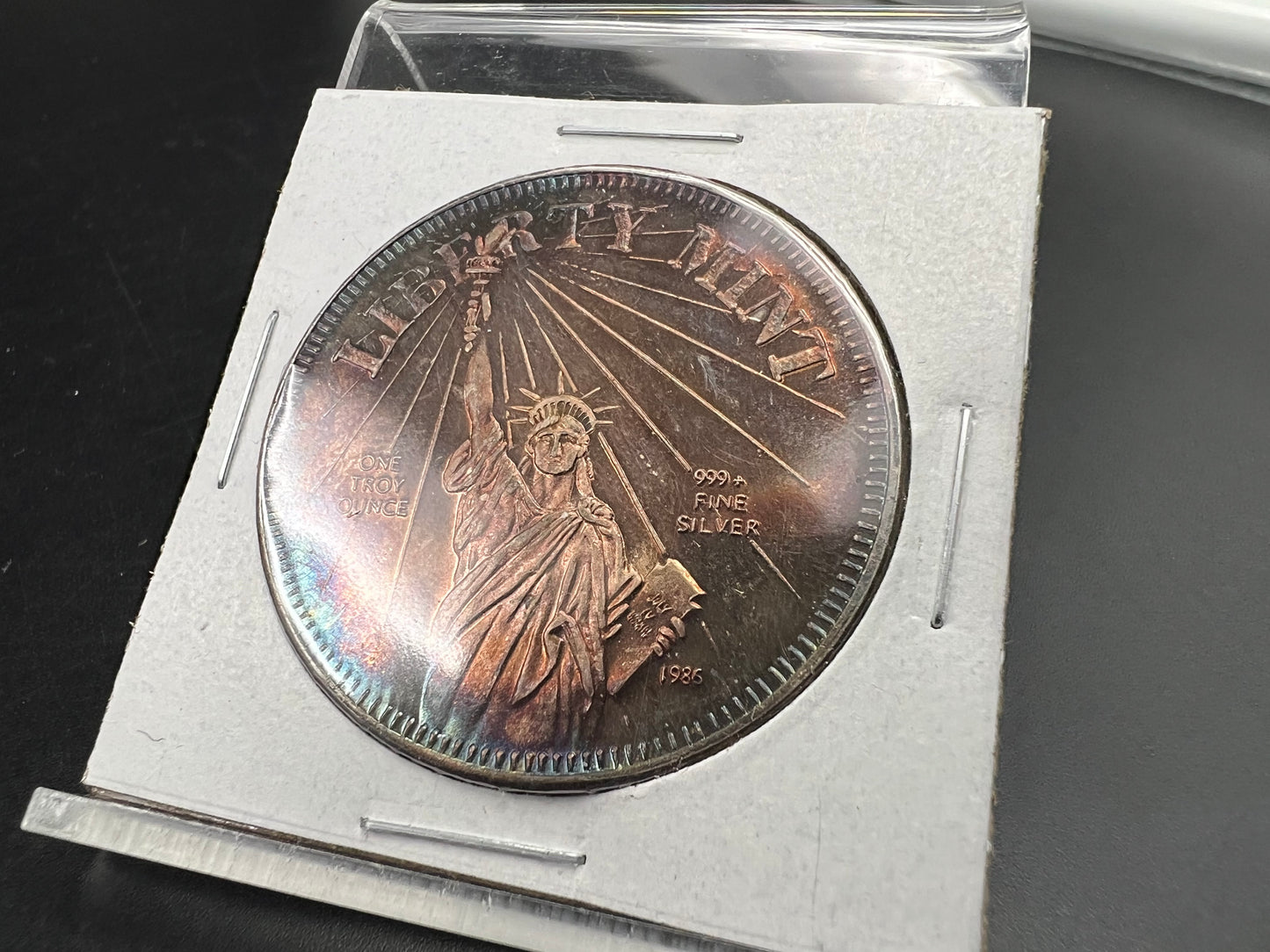 1986 Statue of Liberty 1 Oz Silver Art Round PQ Toning Toner Gem UNC