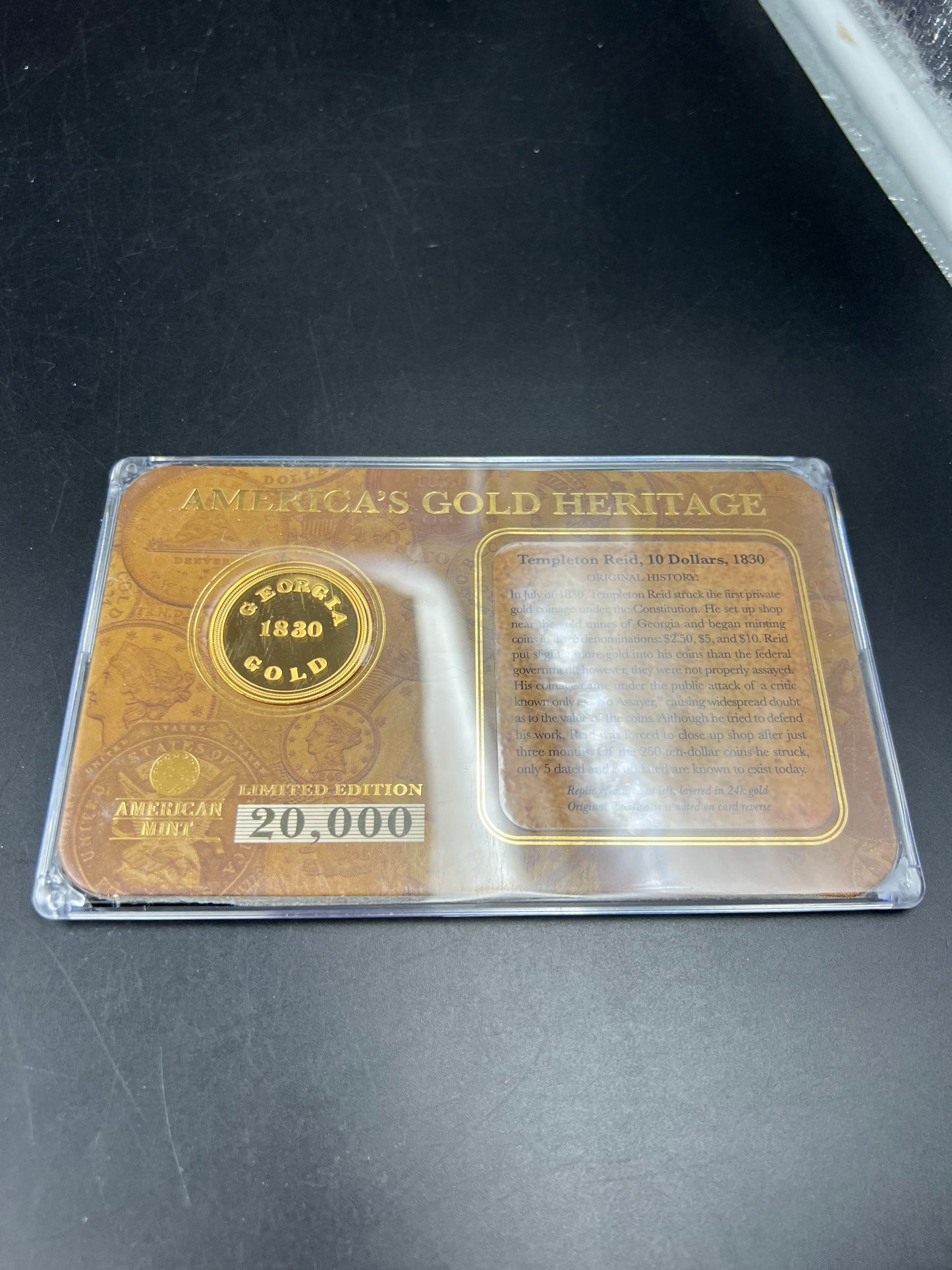 Fantasy Tribute Coin 1830 Templeton Reid 10 Dollars Gold - No Precious metal