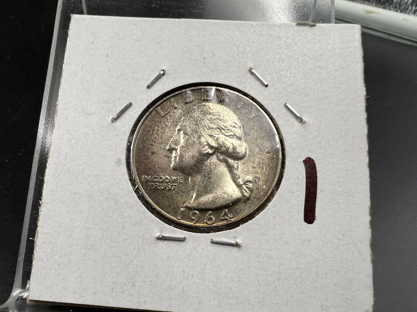 1964 25c Washington Silver Quarter Coin XF / AU Neat Toning Toner