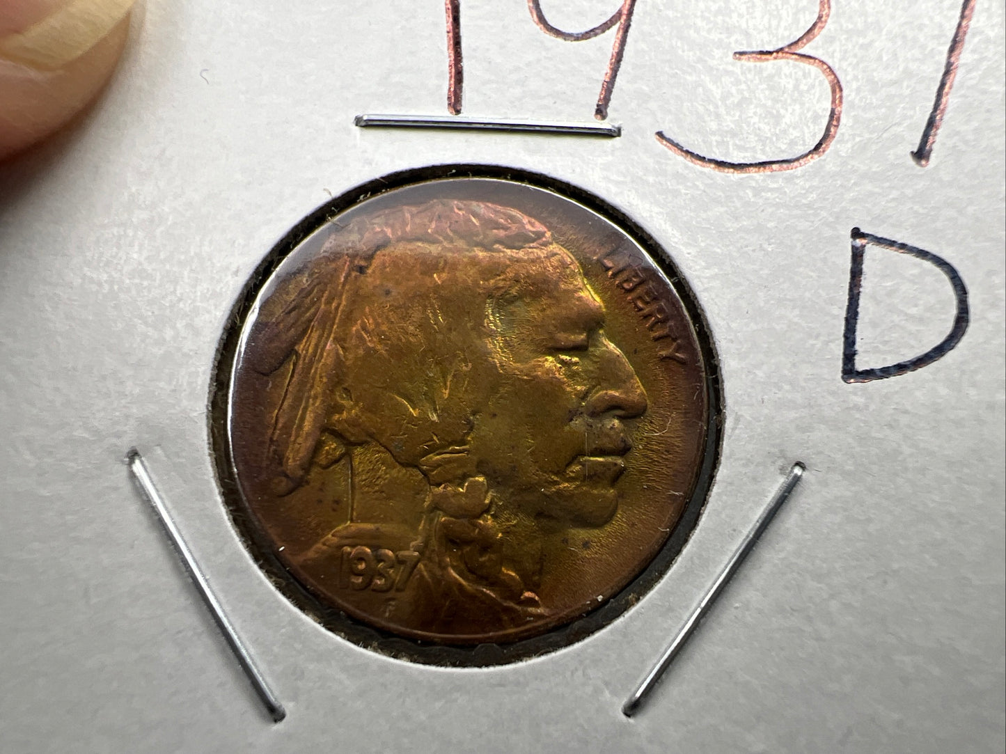 1936 D 5c Buffalo Indian head nickel coin XF / AU PQ Toning Toner
