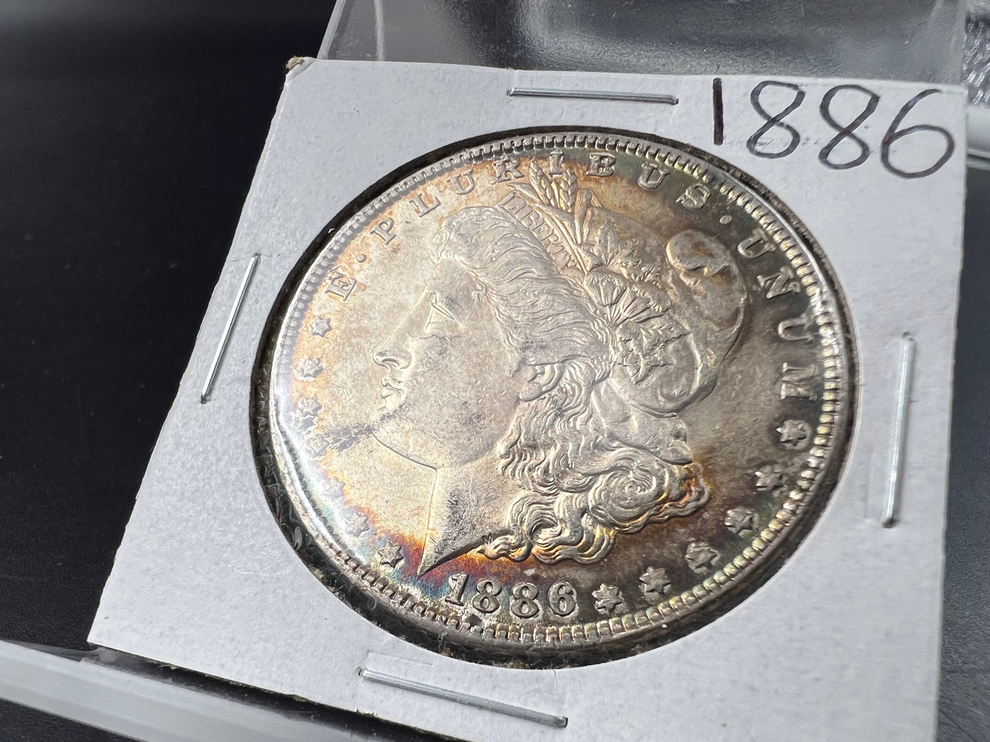 1886 P $1 Morgan Silver Dollar Coin Choice AU PQ Toning Toner
