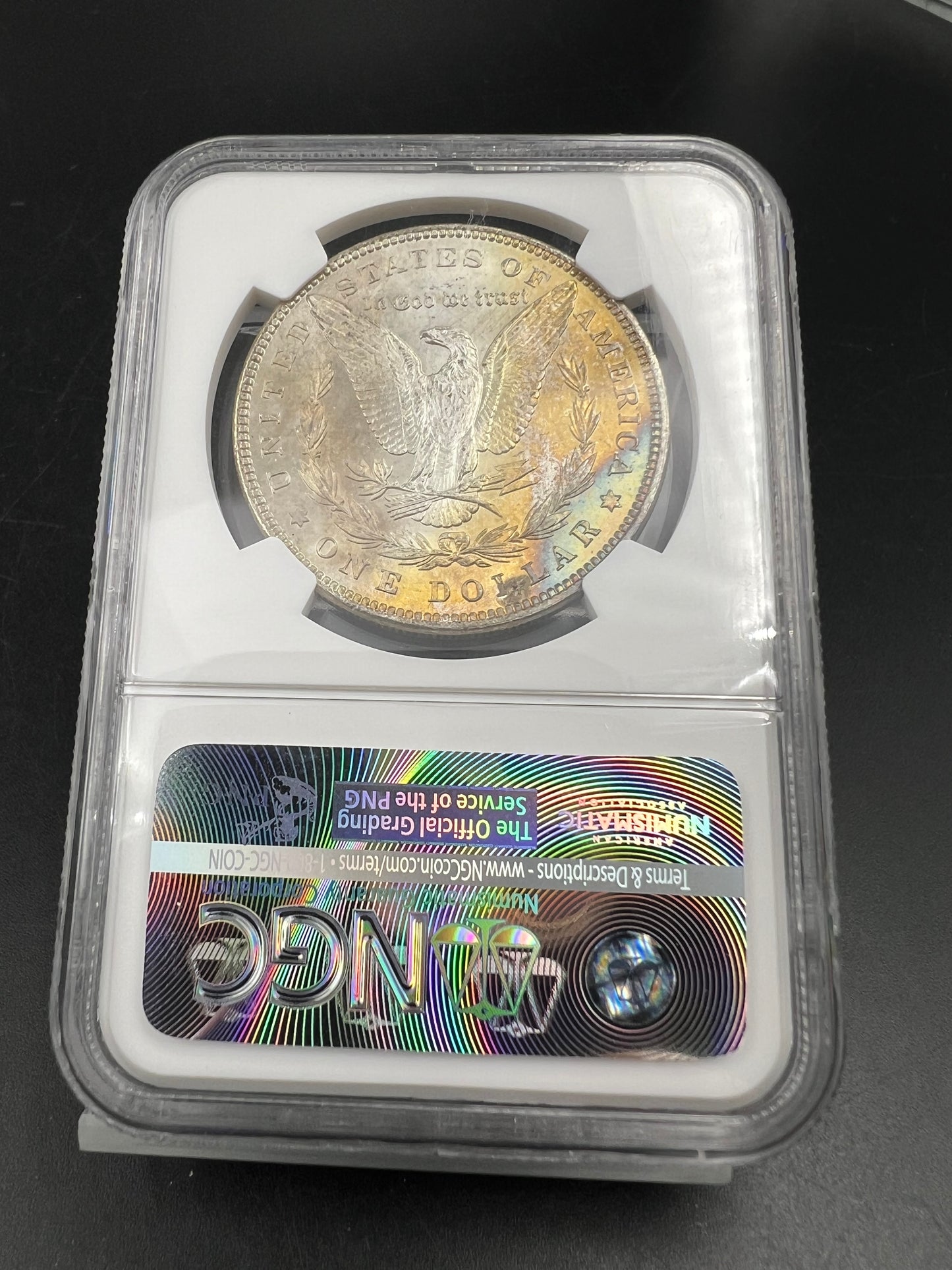 1896 P $1 Morgan Silver Dollar Coin PQ Toning Toner Reverse MS64 NGC