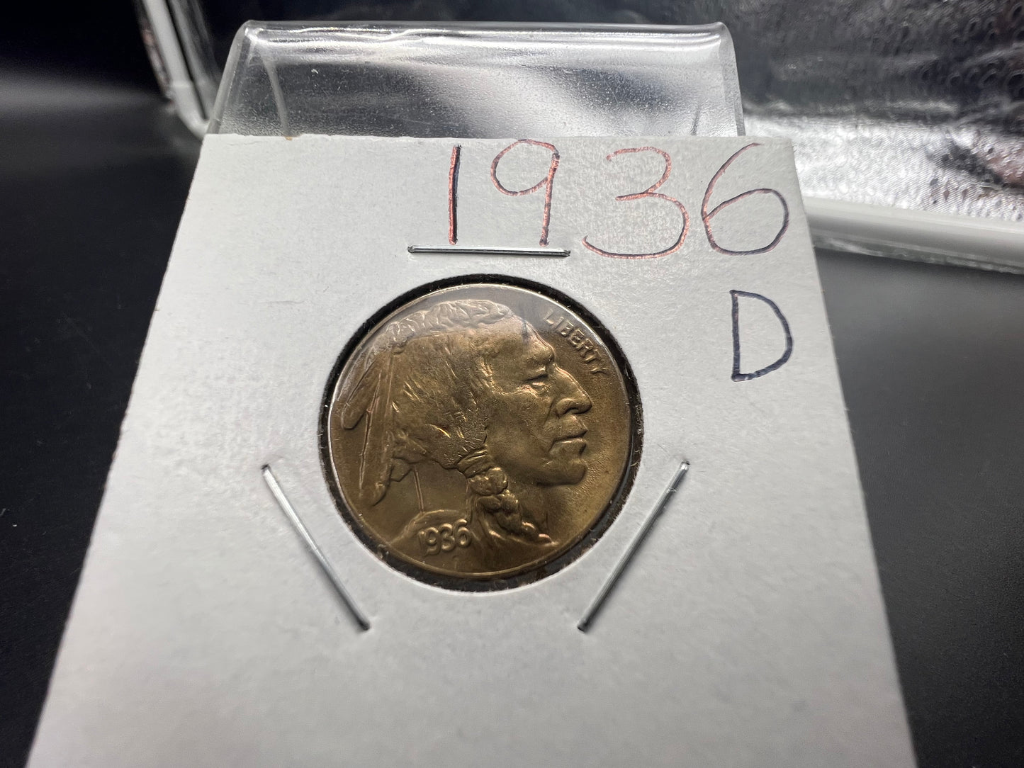 1936 D 5c Buffalo Indian head nickel coin XF / AU Some Toning