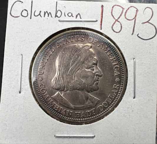 1893 50c Columbian Silver Half Dollar Coin Chicago World's Fair Commemorative Coin XF EF / AU #a