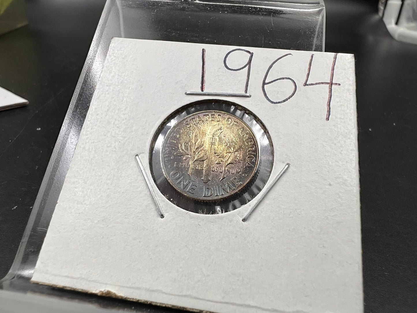 1964 P 10c Roosevelt Silver Dime Coin CH BU PQ Purple Toning Toner #a