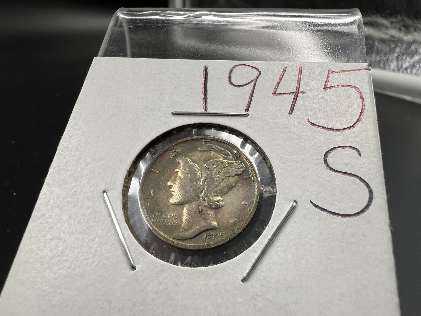 1945 S 10c Mercury Dime Coin XF / AU Neat Toning Toner #B