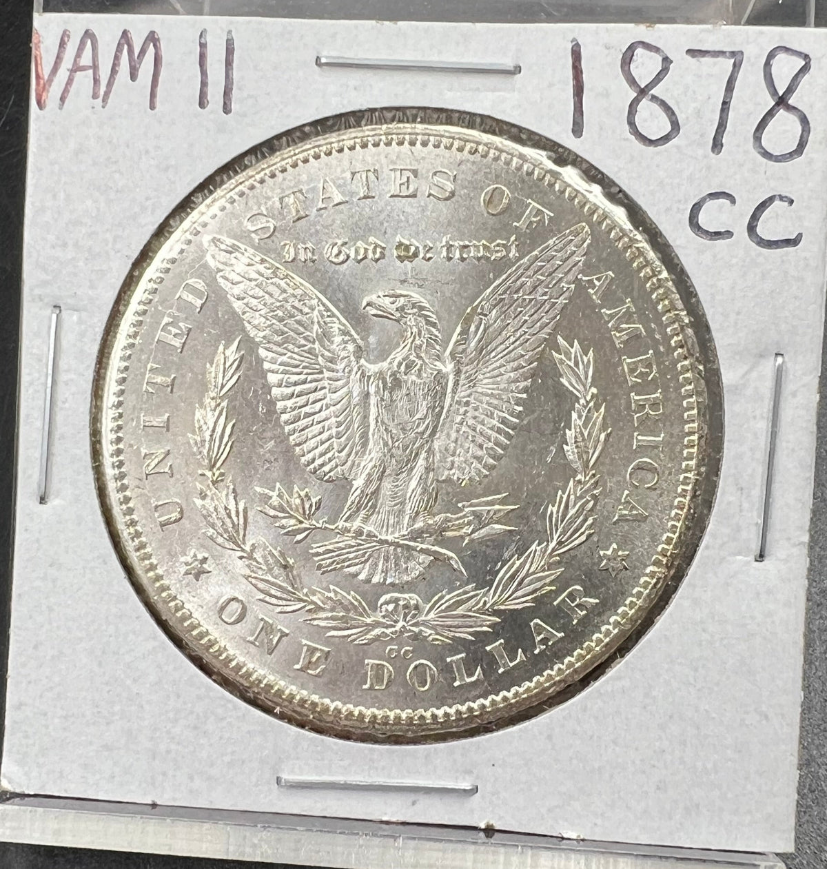 1878 CC Morgan VAM 11 BU Carson City Dollar Coin Lines in Wing Top 100 Vam Variety #A