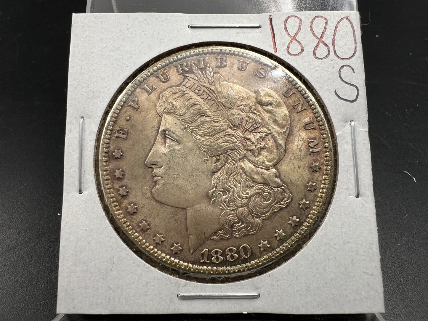 1880 S $1 Morgan Silver Dollar Coin BU UNC Nice Toning Toner