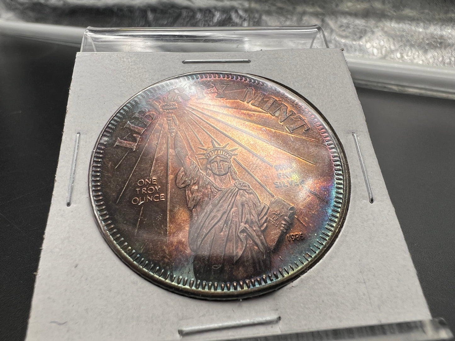 1986 Statue of Liberty 1 Oz Silver Art Round PQ Toning Toner Gem UNC