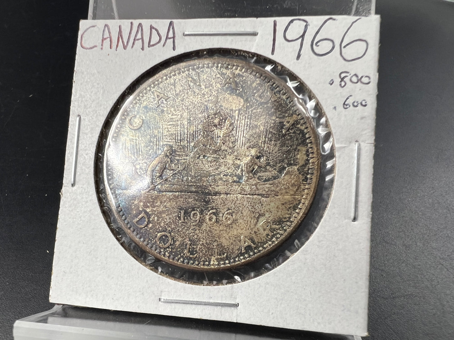 1966 Canada 80% Silver Dollar Coin PQ Toning Toner CH BU UNC