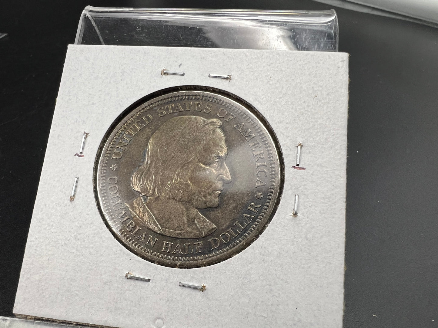 1892 50c Columbian Silver Half Dollar Coin Chicago World's Fair Commemorative Coin Neat Toning VF Very Fine Circ #b