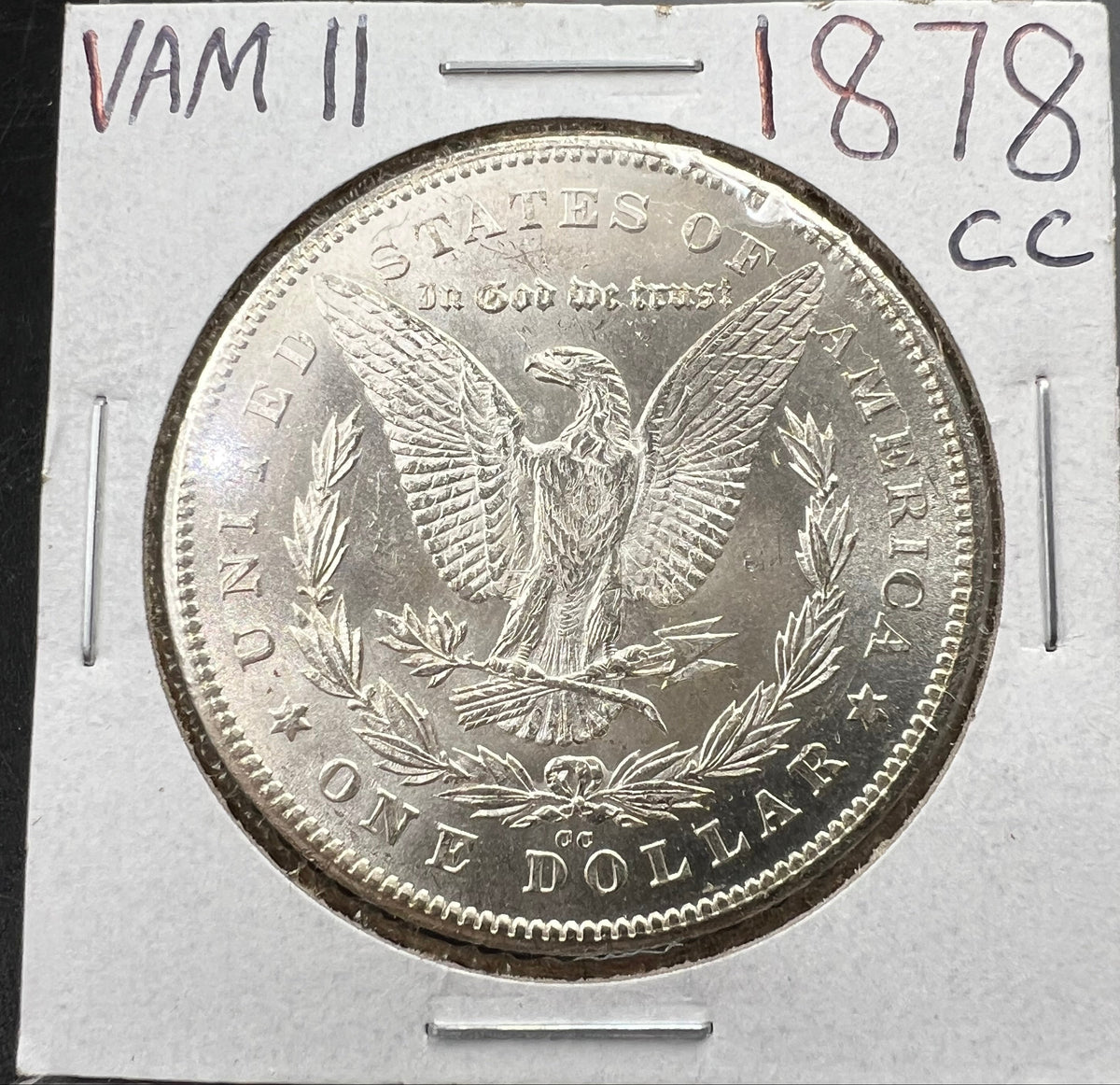 1878 CC Morgan VAM 11 BU Carson City Dollar Coin Lines in Wing Top 100 Vam Variety #B
