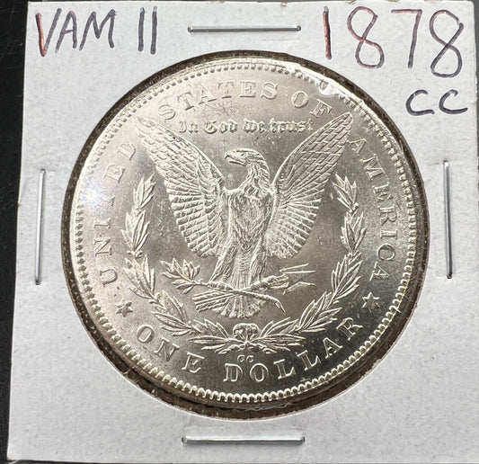1878 CC Morgan VAM 11 BU Carson City Dollar Coin Lines in Wing Top 100 Vam Variety #B