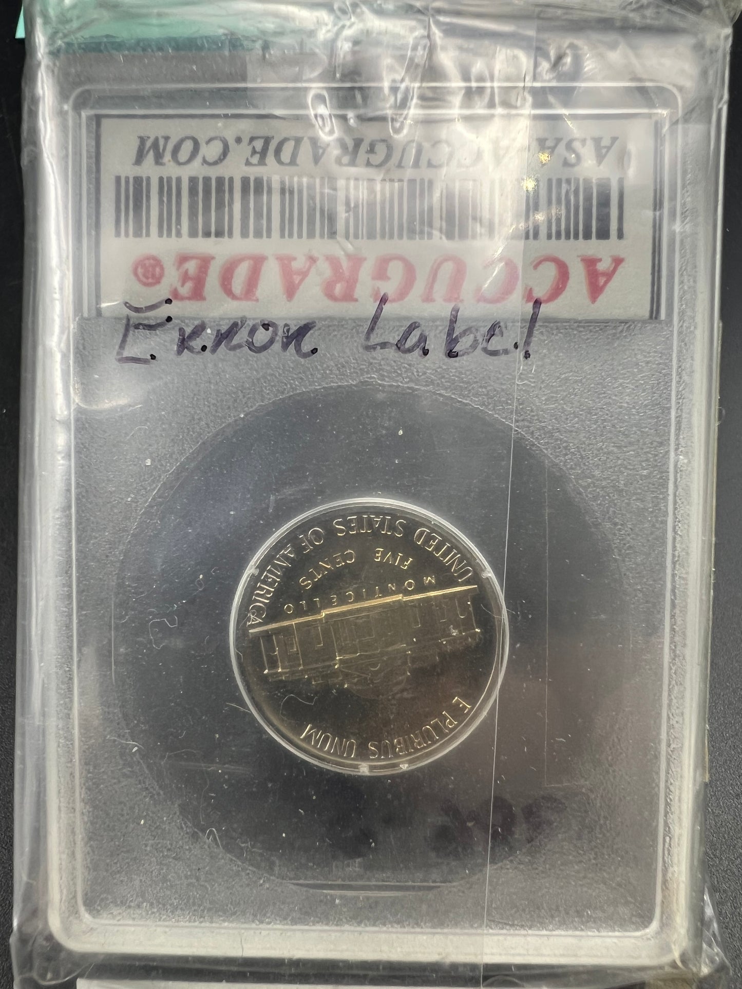 Accugrade Error Slab 1986 S 5c 1971 S 5c PR-66 Holder Proof Jefferson Nickel