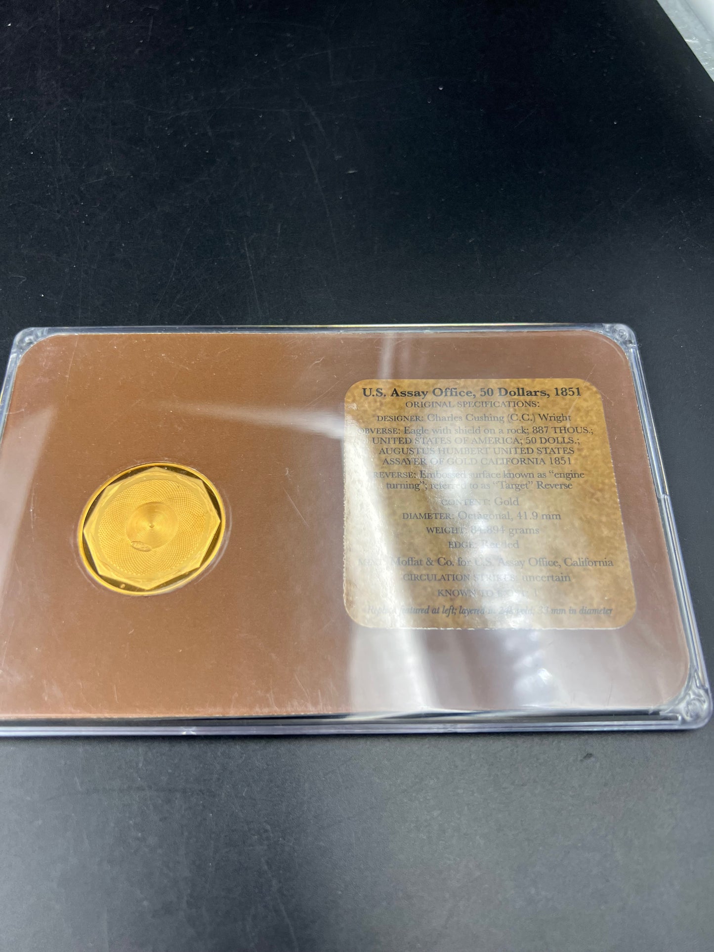 Fantasy Tribute Coin 1851 US Assay Office 50 Dollars Gold Tribute coin - No Precious metals