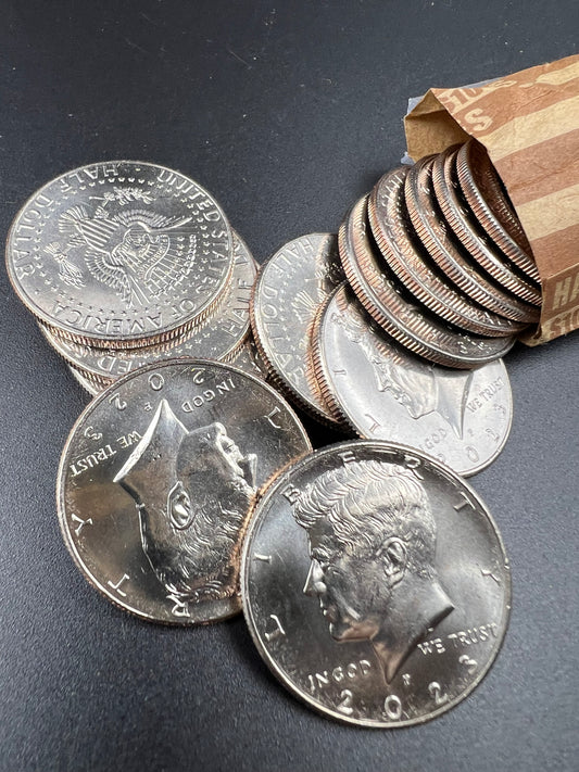 20 Coin 2023 P 50c Kennedy Clad Half Dollar BU UNC Coin Roll