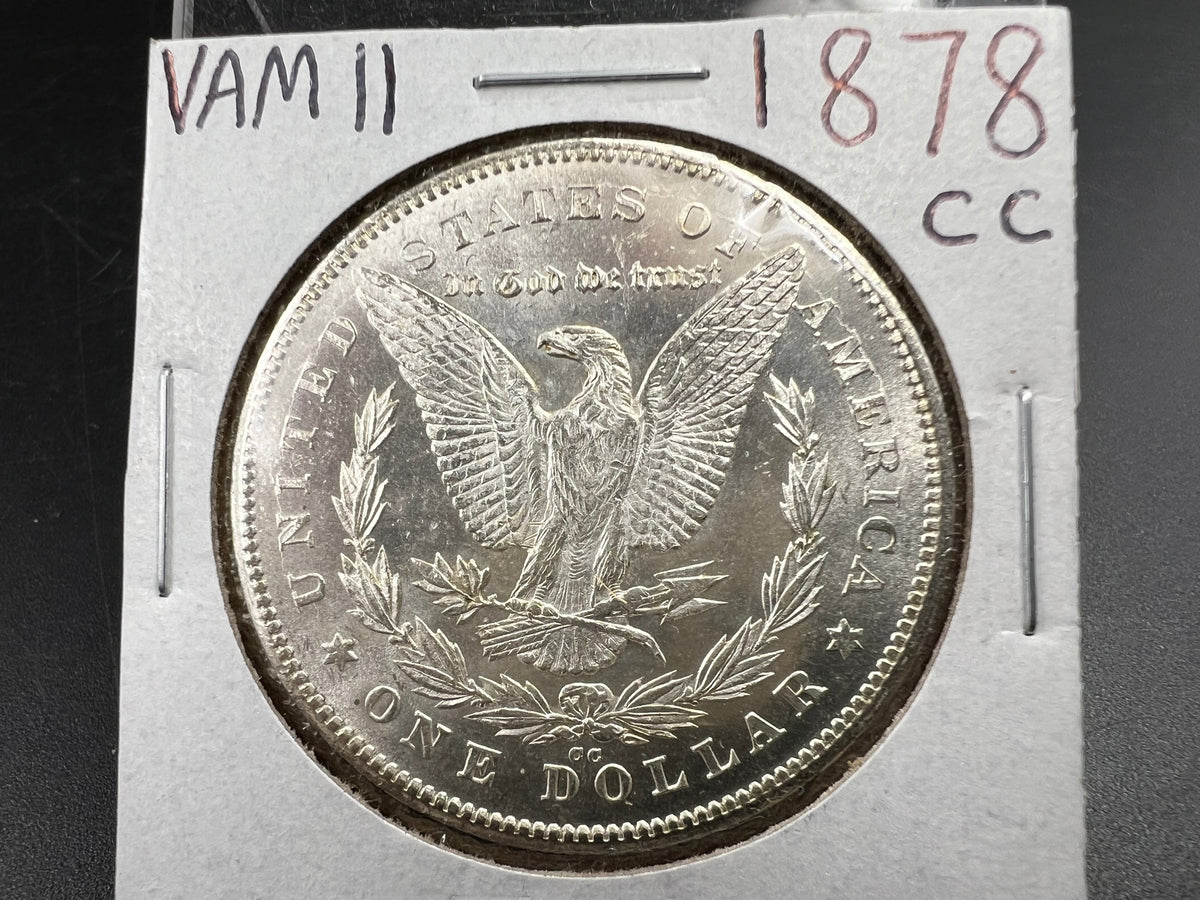 1878 CC Morgan VAM 11 Choice BU Carson City Dollar Coin Lines in Wing Top 100 Vam Variety