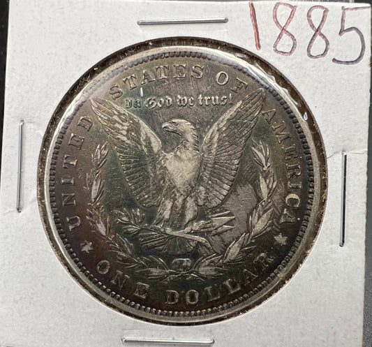 1885 P $1 Morgan Silver Dollar Neat Circulated Toning Toner VF Circ #a