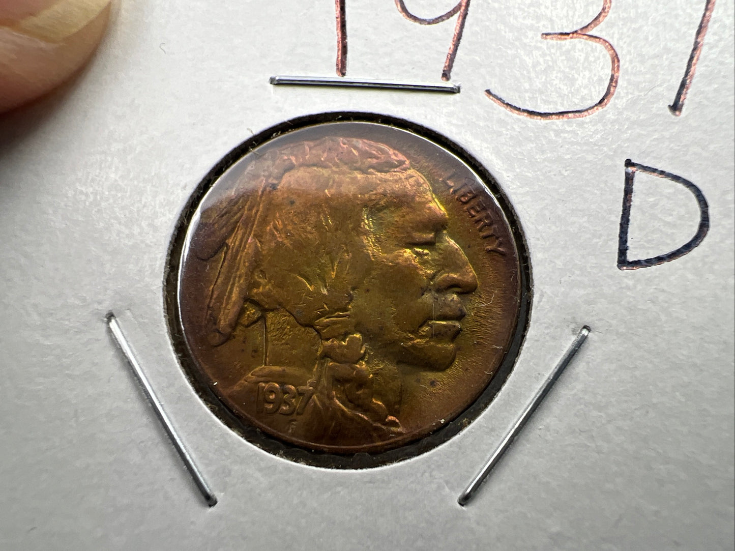 1936 D 5c Buffalo Indian head nickel coin XF / AU PQ Toning Toner