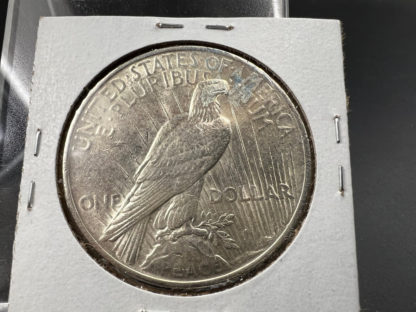 1923 $1 Peace 90% Silver Dollar Coin AU Nice Toning Toner Amber Obverse