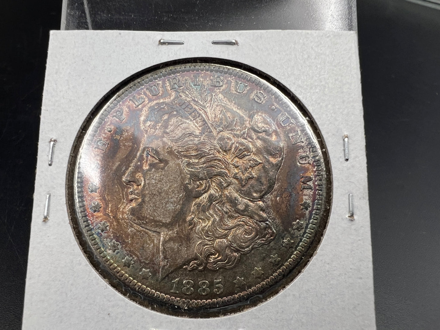 1885 O $1 Morgan Silver Dollar Coin PQ Toning Toner XF EF