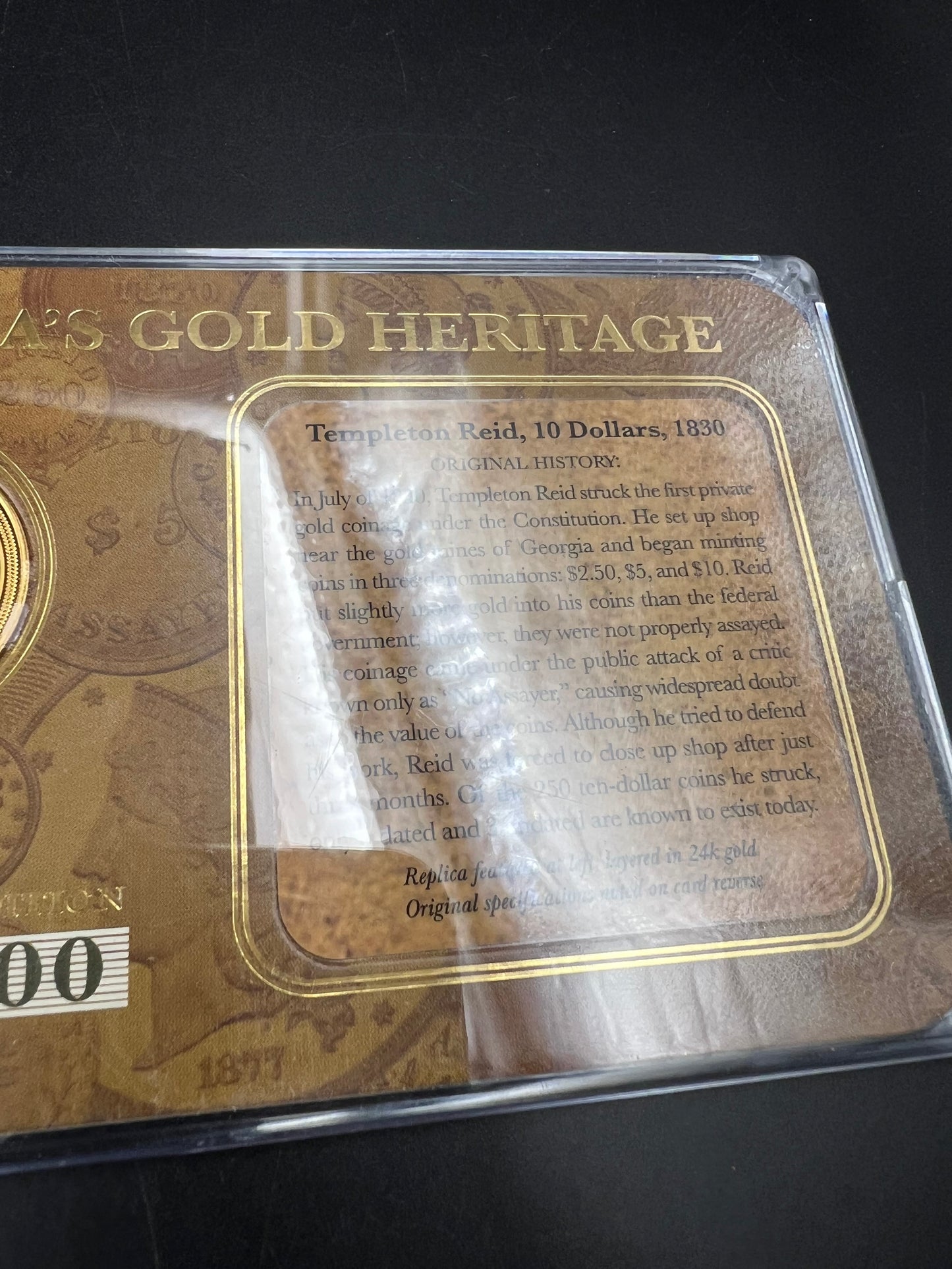 Fantasy Tribute Coin 1830 Templeton Reid 10 Dollars Gold - No Precious metal