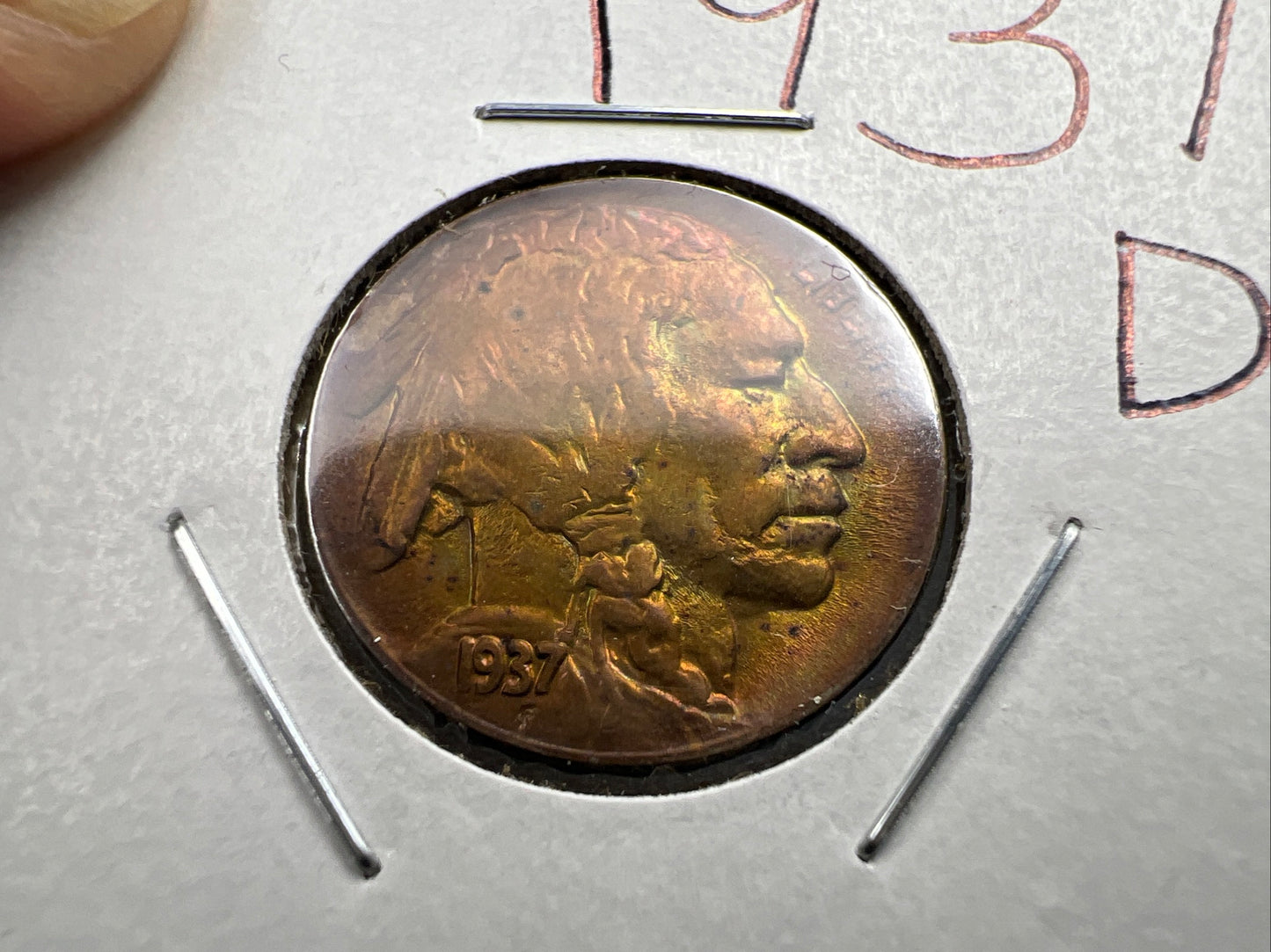 1936 D 5c Buffalo Indian head nickel coin XF / AU PQ Toning Toner