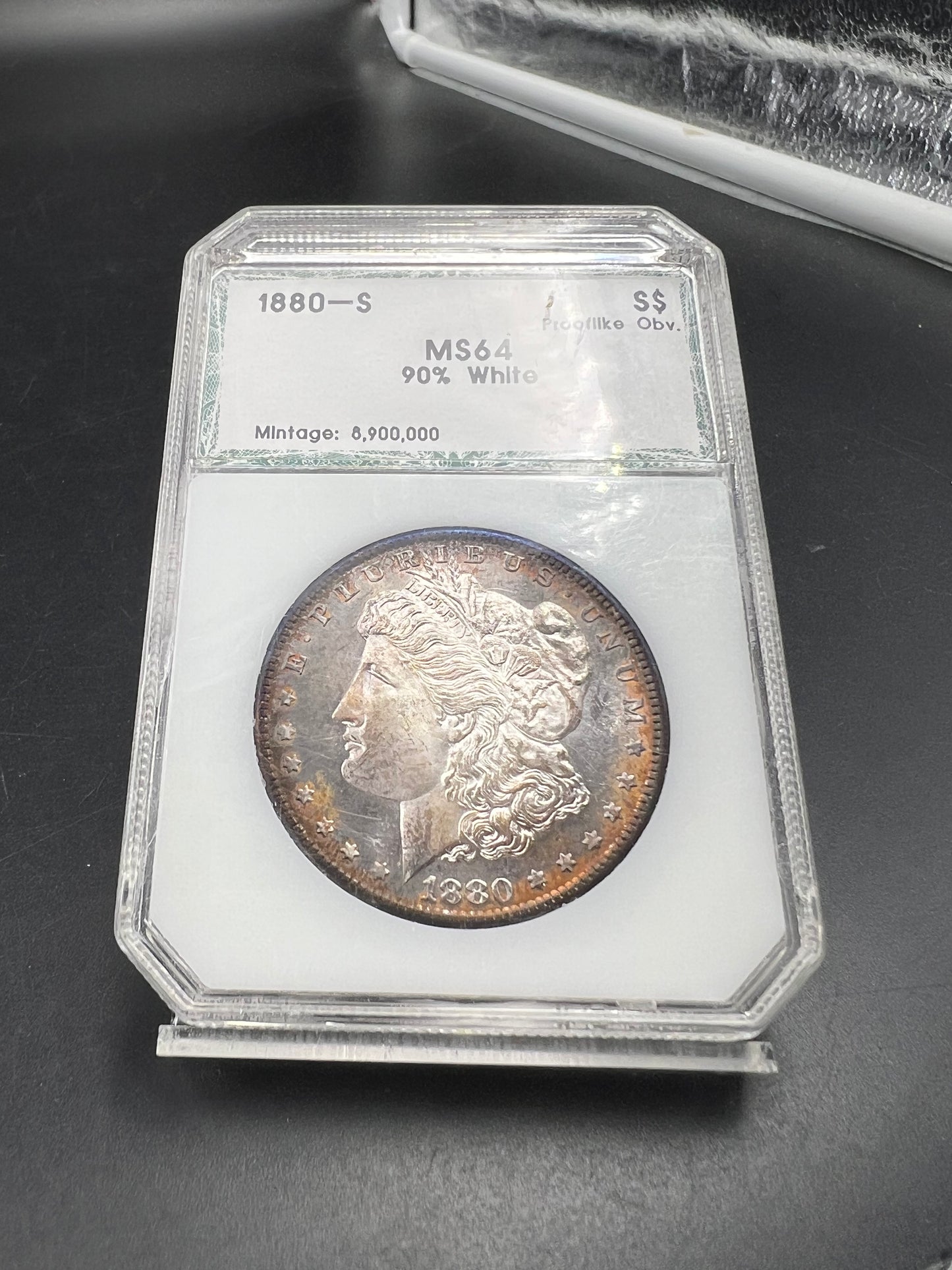 1880 S $1 Morgan Silver Dollar Coin PQ INCREADIBLE TONER Proof Like Obverse PCI MS64