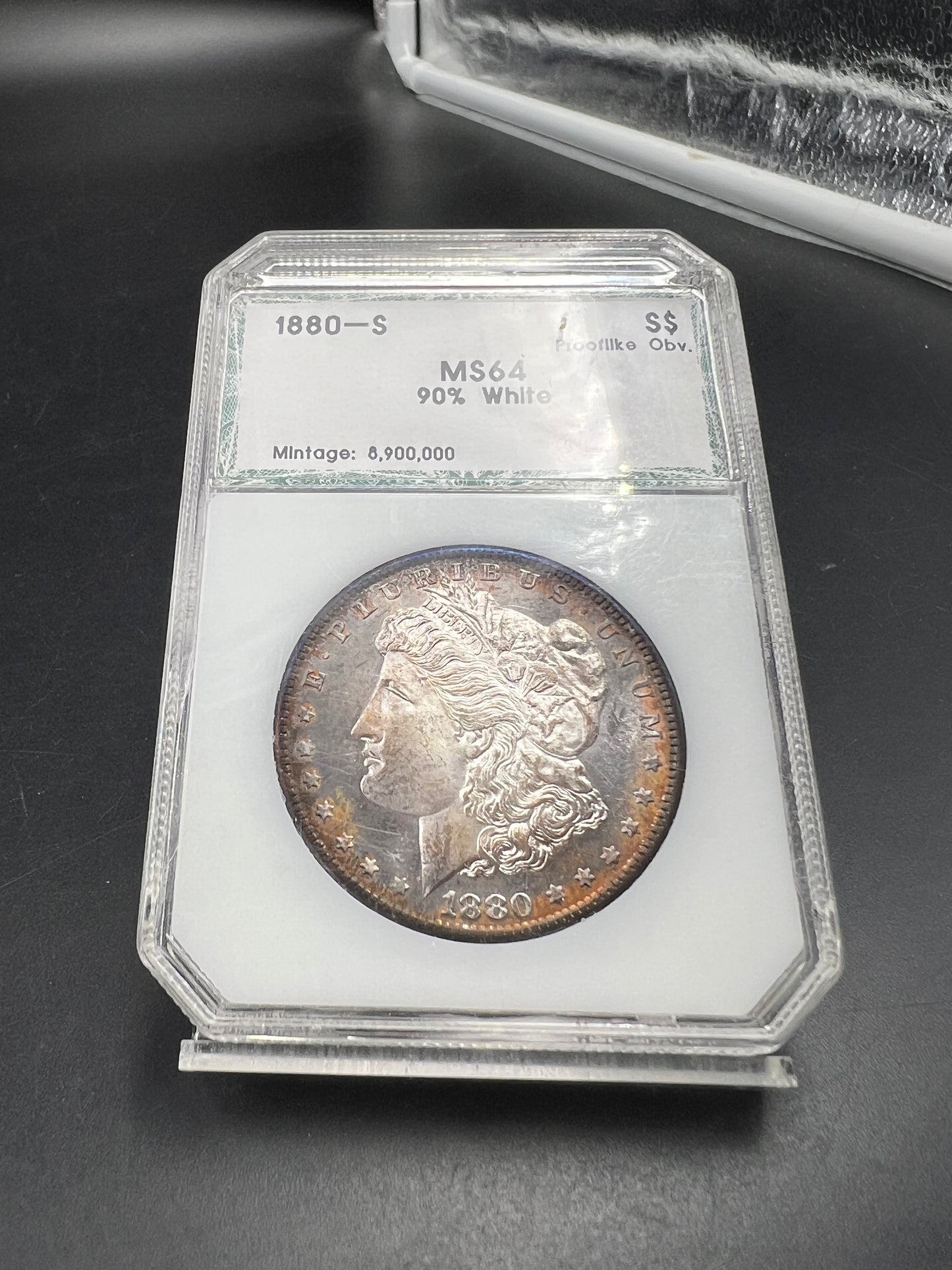 1880 S $1 Morgan Silver Dollar Coin PQ INCREADIBLE TONER Proof Like Obverse PCI MS64